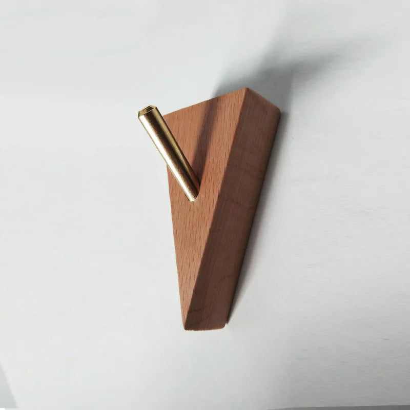 Triangle Wooden Wall Hook with Brass Peg