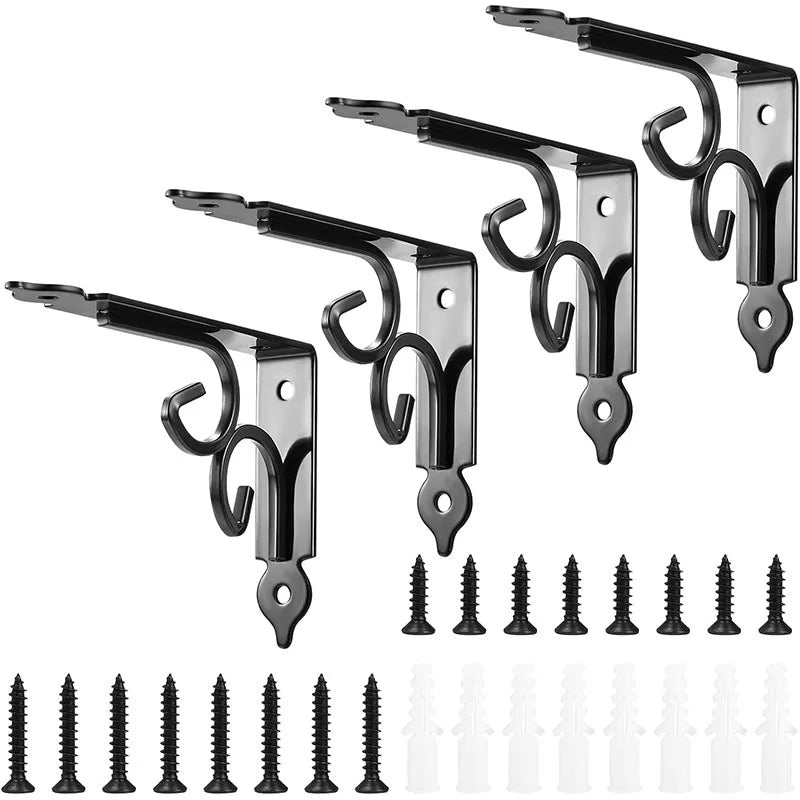 Black Iron Scroll Shelf Brackets (Set of 4)