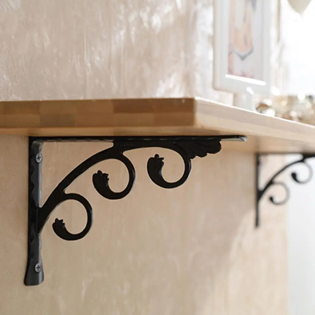 Black Scroll Shelf Brackets in Aluminium (Set of 2)