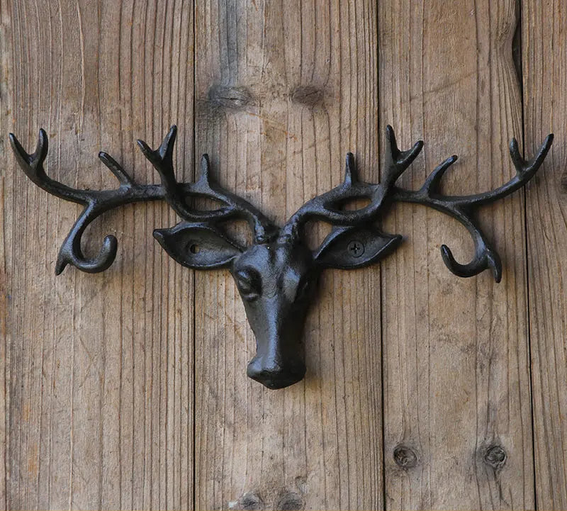Cast Iron Antler Wall Hook in Rust Brown (4 Designs)