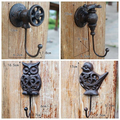 Rustic Iron Animal and Garden Wall Hook (10 Designs)