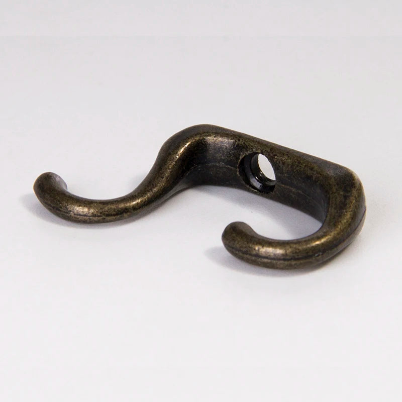 Mini Double Hooks in Antique Bronze Finish (Set of 10)