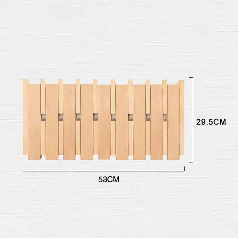 Double Row Piano Key Wooden Coat Rack with Fold-Down Hooks