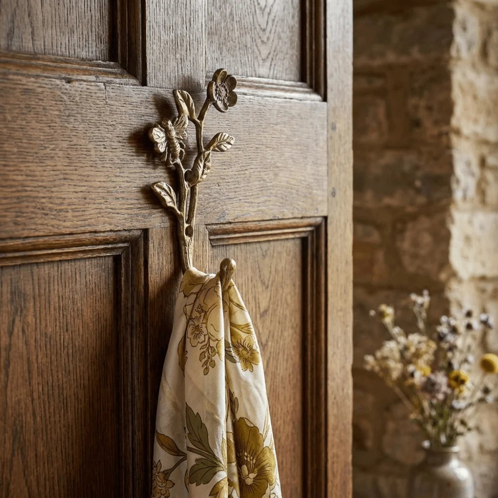 Gold Botanical Wall Hook, Leaf or Bee