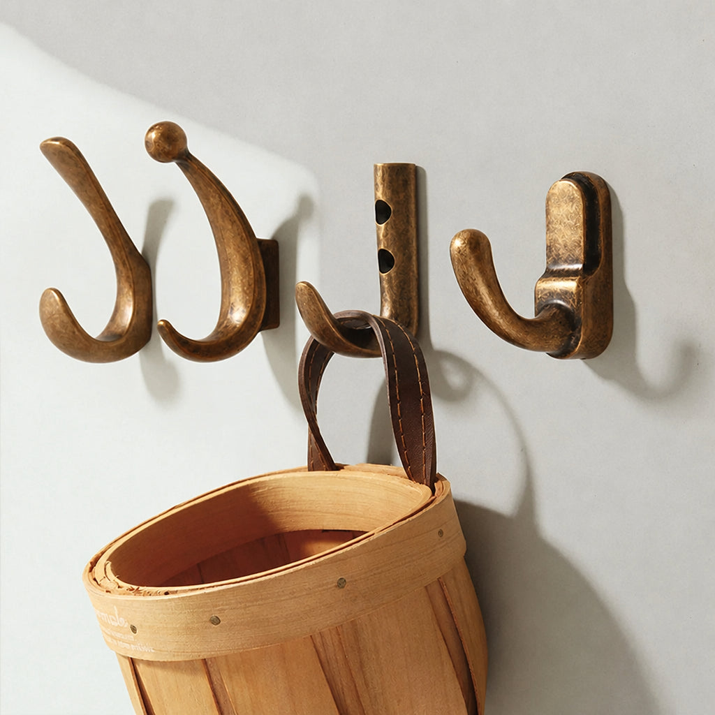 Vintage Metal Wall Hook in Antique Bronze Finish