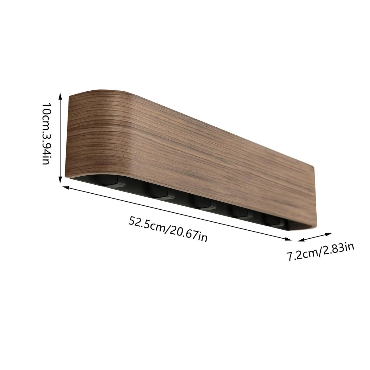 Wooden Curved Wall Shelf with Hidden Coat Hooks
