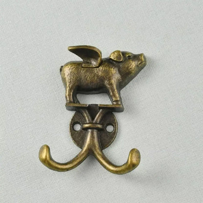 Flying Pig Wall Hook in Antique Bronze Finish
