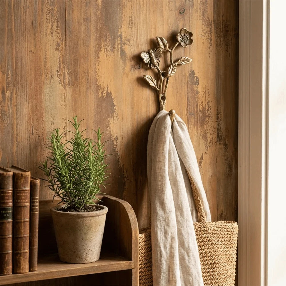 Gold Botanical Wall Hook, Leaf or Bee