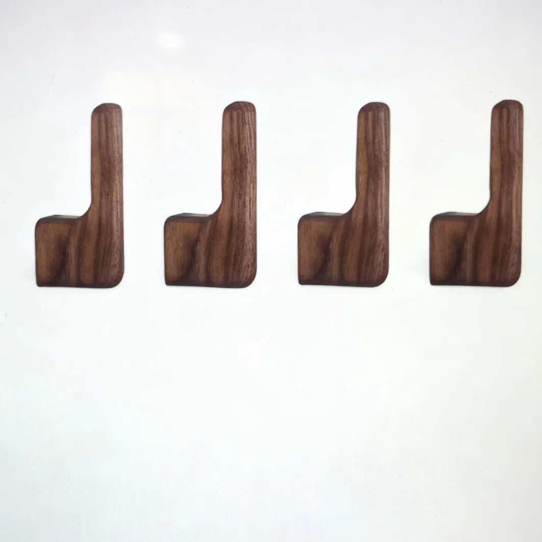 L-Shaped Wooden Wall Hooks, Single or Set of 4