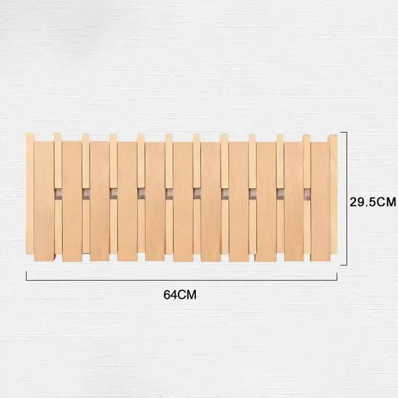 Double Row Piano Key Wooden Coat Rack with Fold-Down Hooks