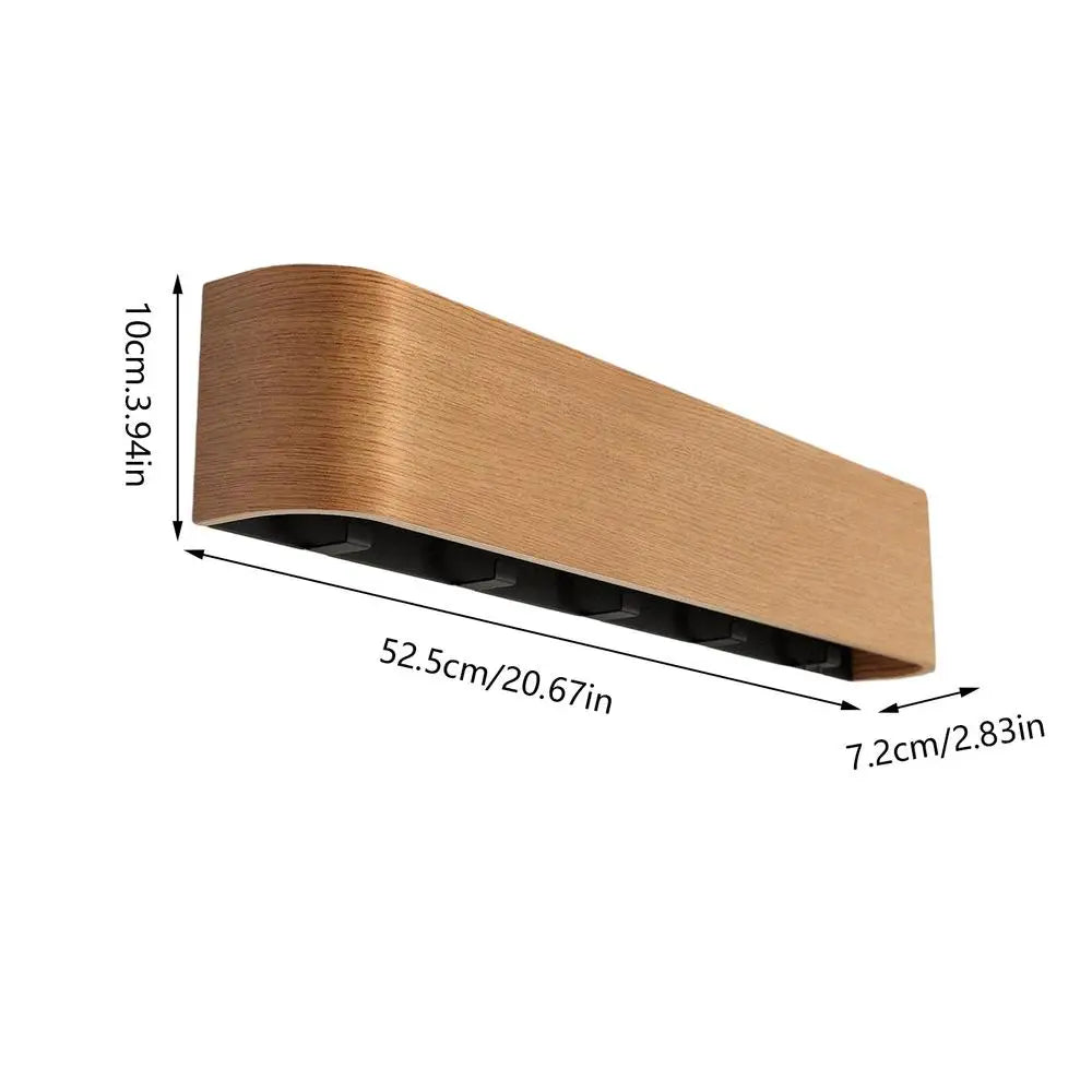 Wooden Curved Wall Shelf with Hidden Coat Hooks