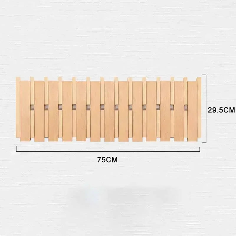 Double Row Piano Key Wooden Coat Rack with Fold-Down Hooks