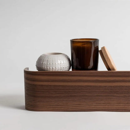 Wooden Curved Wall Shelf with Hidden Coat Hooks