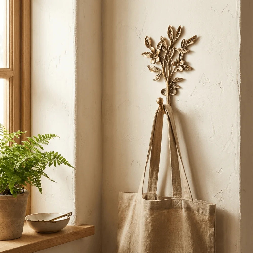 Gold Botanical Wall Hook, Leaf or Bee