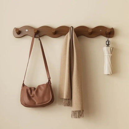 Wavy Bamboo Wall Coat Rack with Optional Shelf