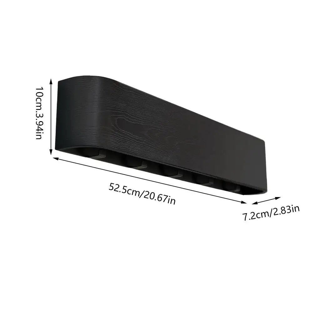 Wooden Curved Wall Shelf with Hidden Coat Hooks