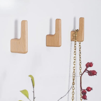 L-Shaped Wooden Wall Hooks, Single or Set of 4