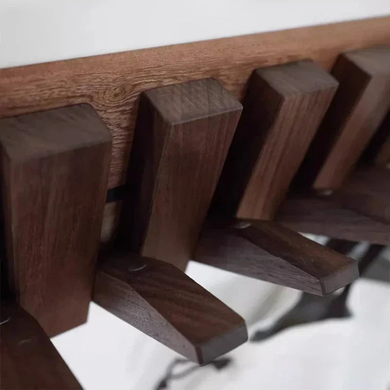 Piano Key Wooden Wall Coat Rack with Fold-Down Hooks