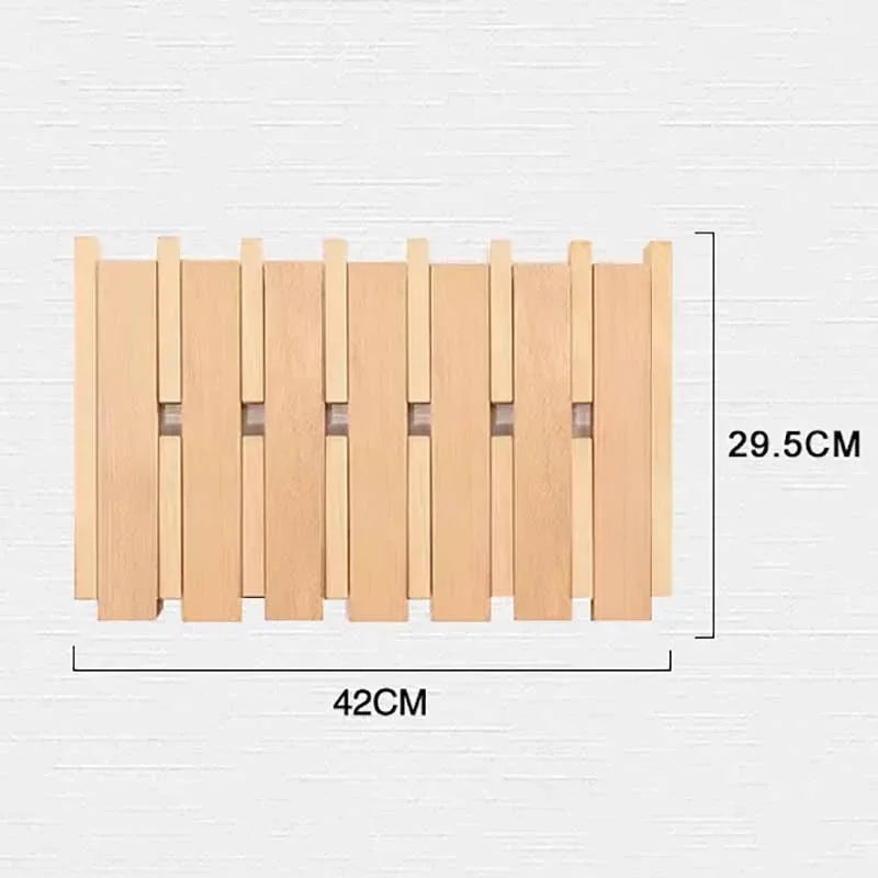 Double Row Piano Key Wooden Coat Rack with Fold-Down Hooks