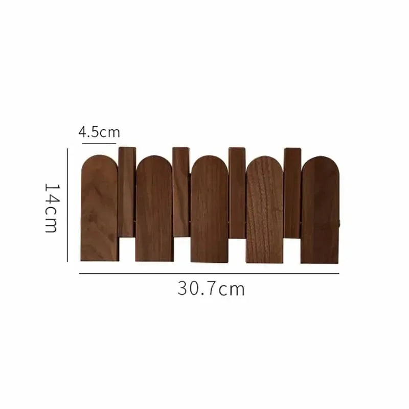 Rounded Piano Key Wooden Coat Rack with Fold-Down Hooks