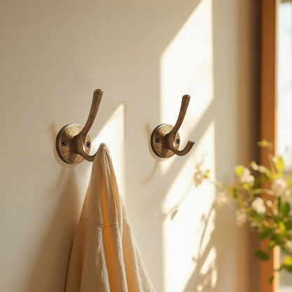 Vintage Metal Wall Hook in Antique Bronze Finish