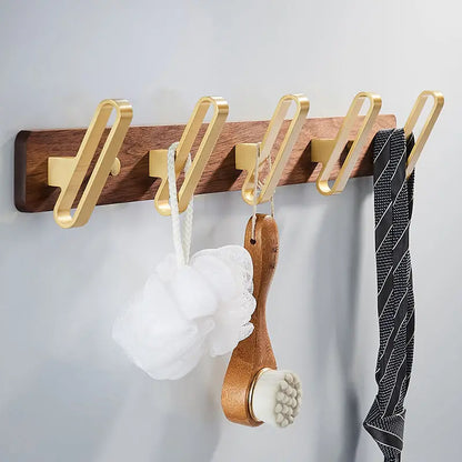 Wooden Wall Coat Rack with Metal Hooks