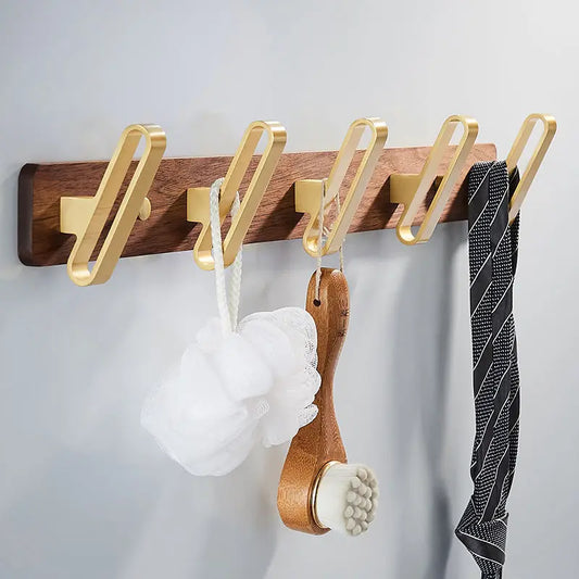 Wooden Wall Coat Rack with Metal Hooks