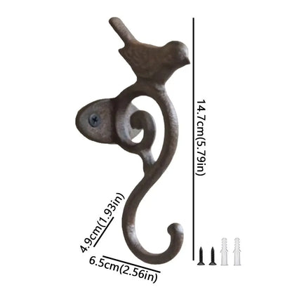 Bird Wall Hook in Rustic Cast Iron