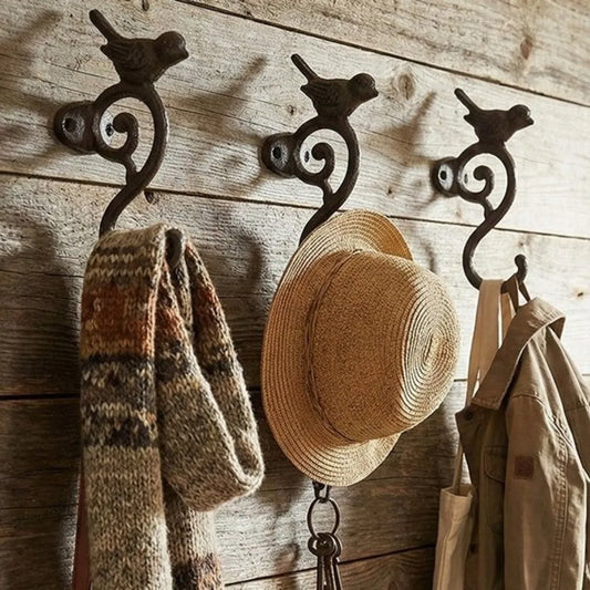 Bird Wall Hook in Rustic Cast Iron