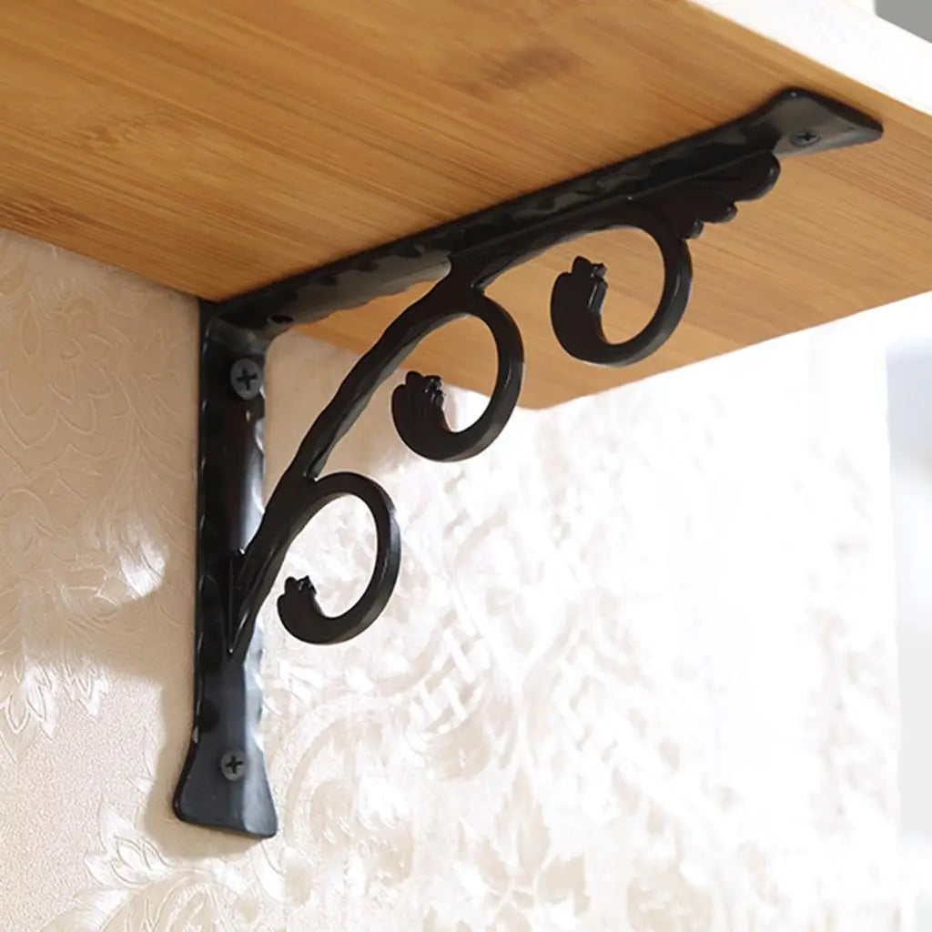 Black Scroll Shelf Brackets in Aluminium (Set of 2)