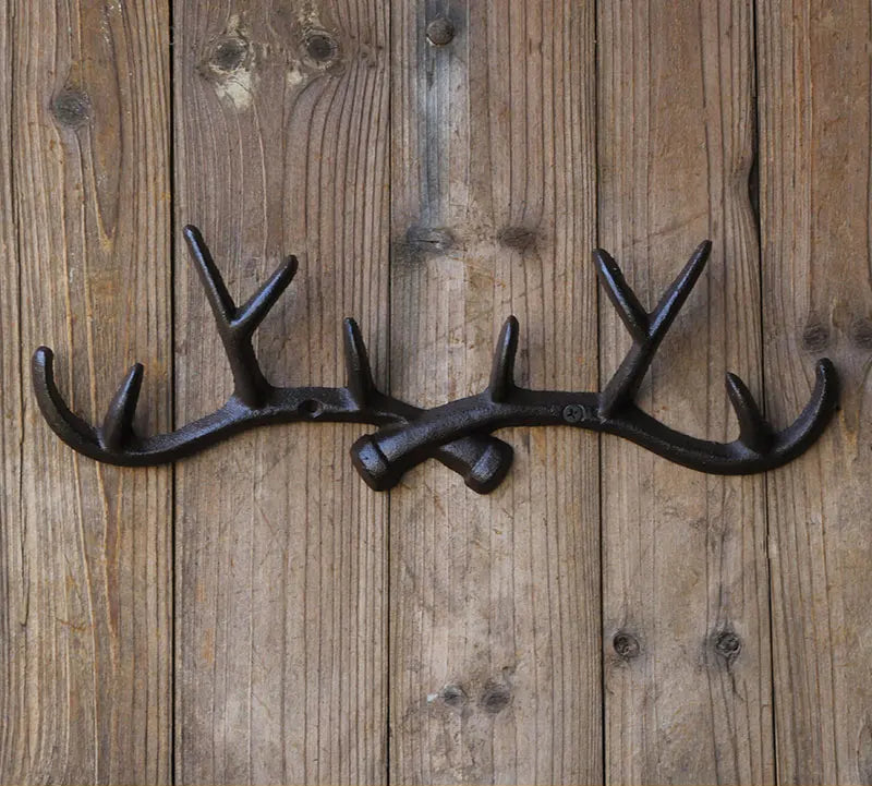 Cast Iron Antler Coat Rack in Rust Brown (2 Sizes)