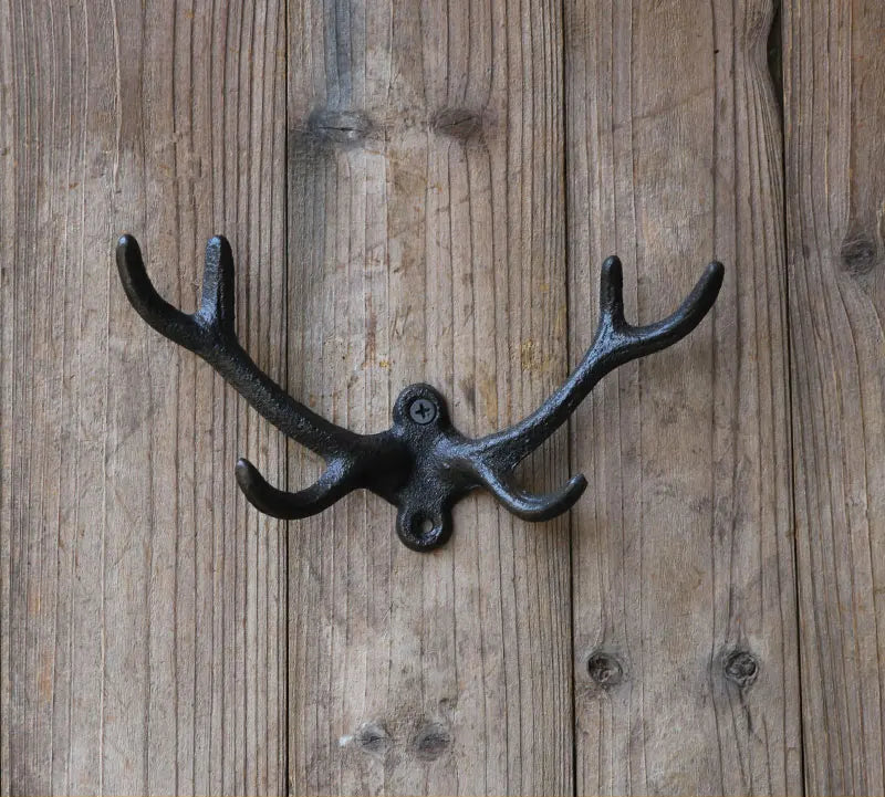 Cast Iron Antler Wall Hook in Rust Brown (4 Designs)