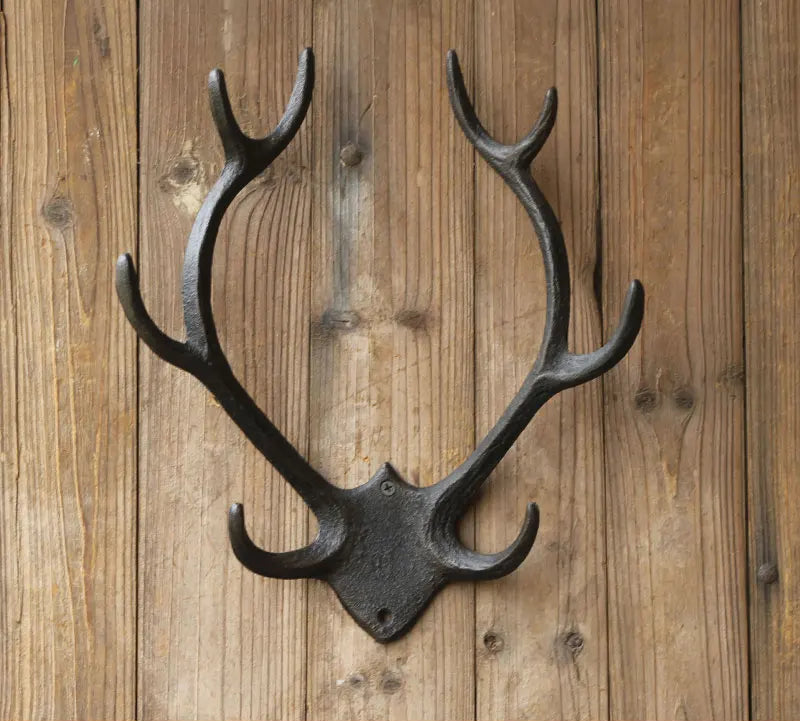 Cast Iron Antler Wall Hook in Rust Brown (4 Designs)