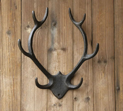 Cast Iron Antler Wall Hook in Rust Brown (4 Designs)