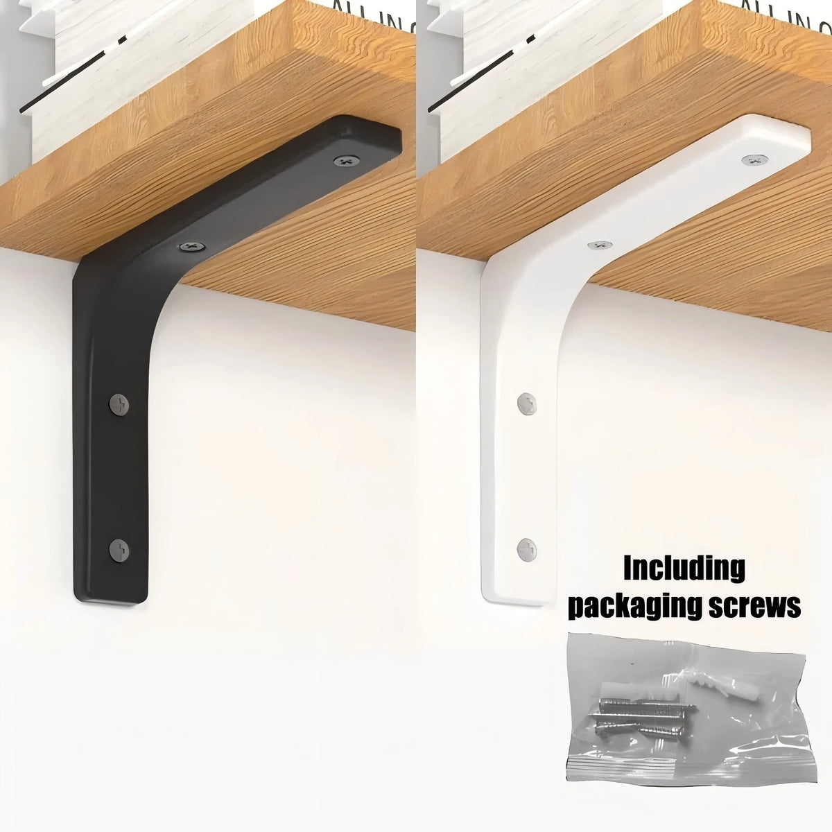 L-Shaped Metal Shelf Brackets in Black or White (Set of 2)