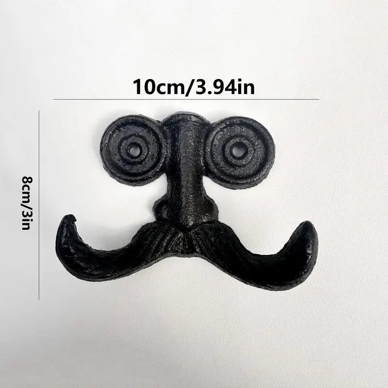 Moustache Wall Hook in Black Cast Iron